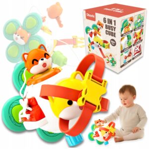 KOSTKA SENSORYCZNA EDUKACYJNA DLA DZIECI 6w1 DLA NIEMOWLĄT SORTER SPINER