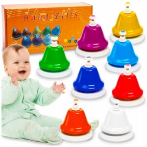 8 SZT DZWONKI DIATONICZNE MONTESSORI KOLOROWE OKTAWOWE NACISKANE BUM C-8